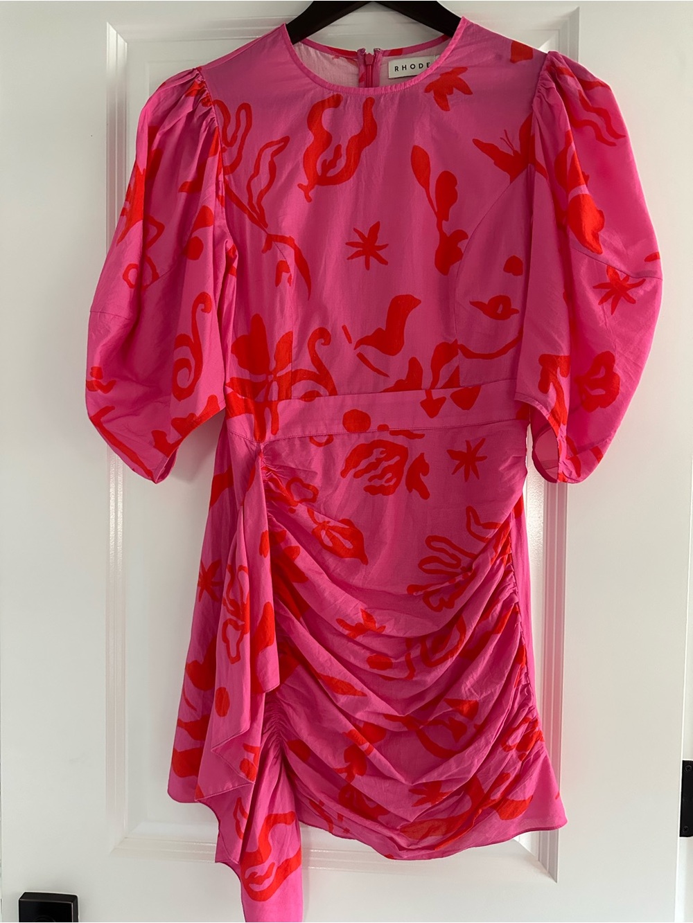 RHODE PIA Pink Mini Dress with Red Abstract Print - Picture 4 of 4
